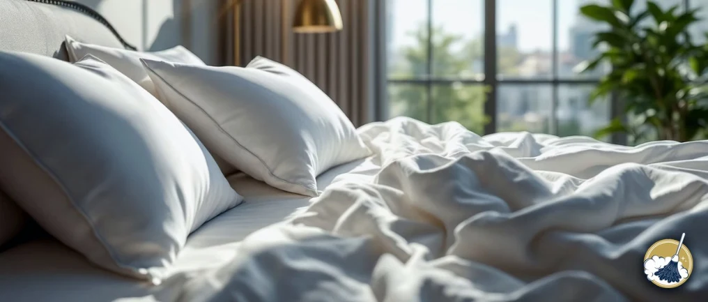 Plush white hotel-quality duvet and pillows